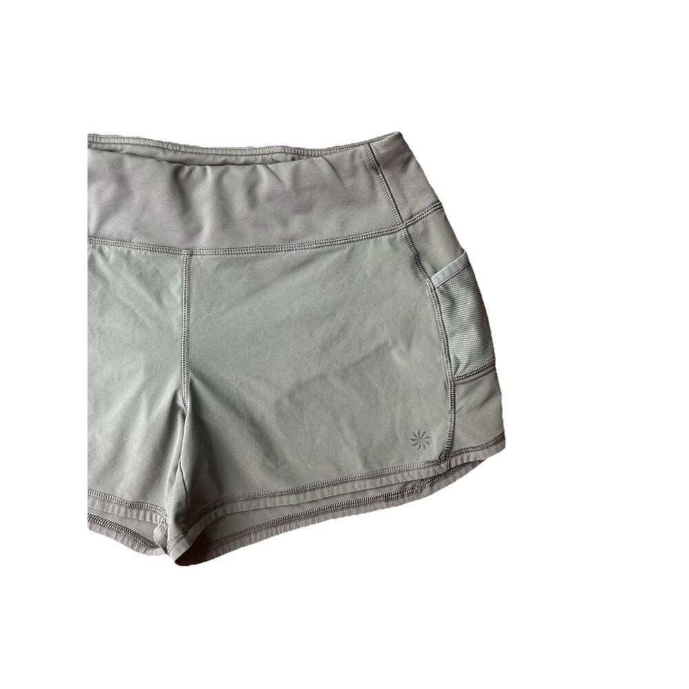 Athleta Women’s Ready Set Go Gray Running Shorts Size M Zippered Pocket - Picture 2 of 8